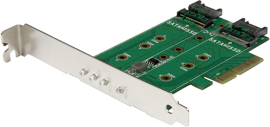 StarTech.com 3-port M.2 SSD (NGFF) Adapter Card - Supports 1x PCIe (NVMe) M.2 SSD, 2x SATA III M.2 SSDs - PCIe 3.0 Adapter (PEXM2SAT32N1) 1x M.2 NVMe/ 2x M.2 SATA |2x SATA