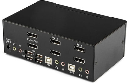 StarTech.com 2-Port DisplayPort KVM Switch - Dual-Monitor - 4K 60 - with Audio &amp; USB Peripheral Support - DP 1.2 - USB Hub (SV231DPDDUA2) 2 Port Display Port