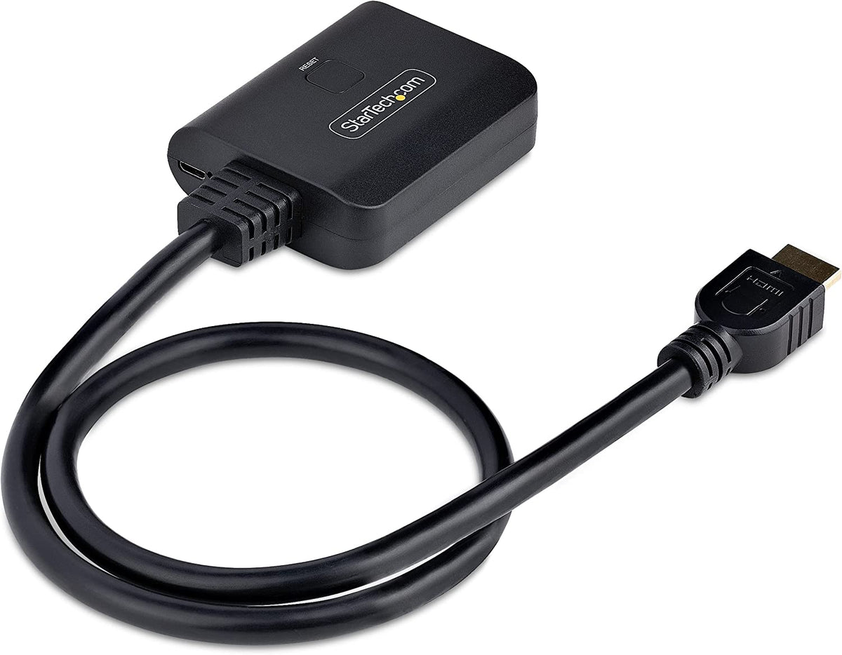 StarTech.com 2-Port HDMI Splitter, 4K 60Hz HDMI 2.0 Video, 4K HDMI Splitter 1 in 2 Out, 1x2 HDMI Display/Output Splitter, HDR/HDCP, 20in (50cm) Built-in HDMI Cable (HDMI-SPLITTER-4K60UP)