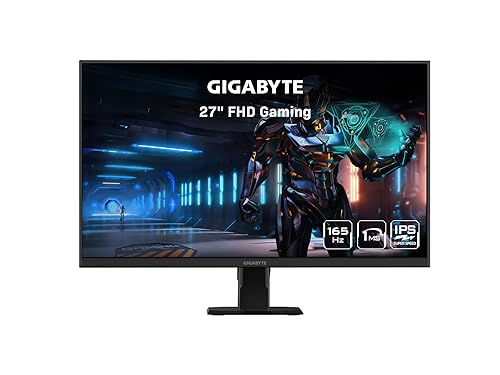 Gigabyte GS27F 27 165Hz 1080P Gaming Monitor, 1920 x 1080 SS IPS Display, 1ms (MPRT) Response Time, HDR Ready, FreeSync Premium, 1x Display Port 1.4, 2X HDMI 2.0