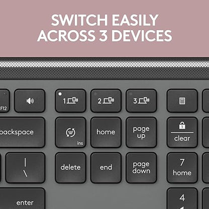 Logitech Signature Slim K950 Wireless Keyboard, Sleek Design, Switch Typing Between Devices, Quiet Typing, Bluetooth, Multi-OS, Windows, Mac, Chrome - Graphite