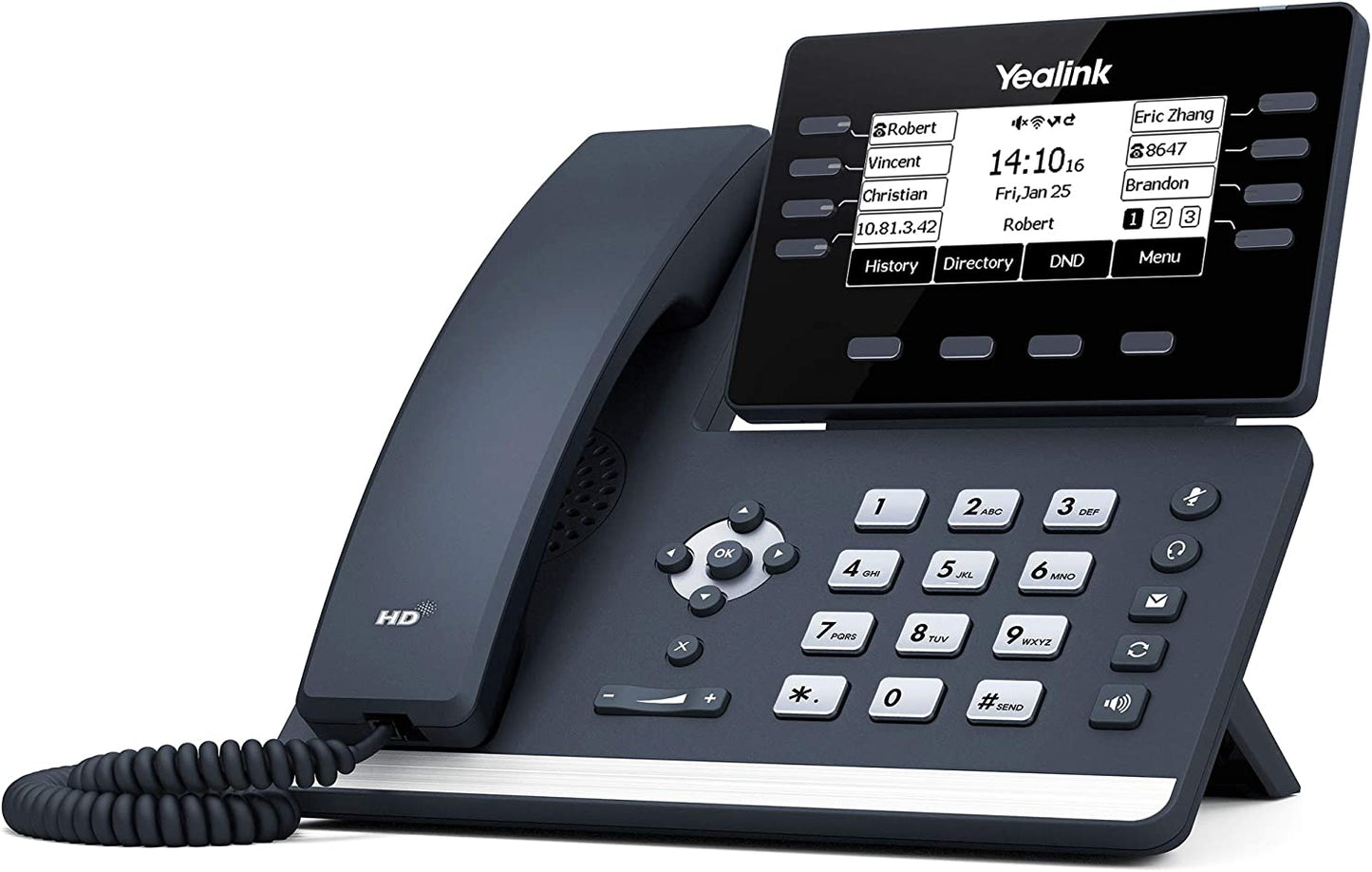 Yealink SIP-T53 IP Phone, 12 VoIP Accounts. 3.7-Inch Graphical Display. USB 2.0, Dual-Port Gigabit Ethernet, 802.3af PoE, Power Adapter Not Included