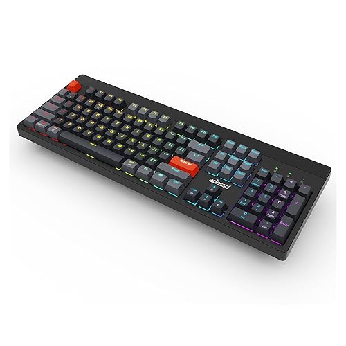 Adesso EasyTouch 1300 Custom Mechanical Keyboard – Wired/Wireless/Bluetooth, RGB, Multi-OS, VIA/QMK Programmable, Hot-Swappable Red Switches, Copilot AI Key, USB-C Rechargeable
