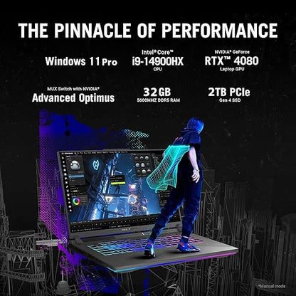 ASUS ROG Strix G18 Gaming Laptop, 18" Nebula 16:10 240Hz QHD, Intel 24-Core i9-14900HX, GeForce RTX 4080, 32 GB DDR5, 2 TB SSD, Backlit Keyboard, Wi-Fi 6E, Windows 11 Pro, with Designed Accessories
