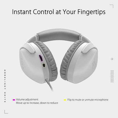 ASUS ROG Strix Go Core Moonlight White Gaming Headset | Hi-Res Audio, 3.5mm Jack, Volume and Mic Control, Lightweight Build, Compatible with PC, PS5, Xbox One, Nintendo Switch and Mobile Devices Strix Go Core Moonlight (Wired)