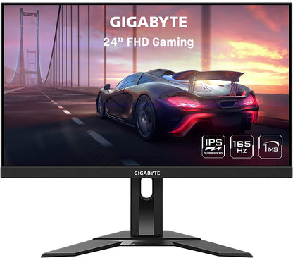 GIGABYTE G24F 2- 24" 165Hz/180Hz(OC) 1080P Gaming Monitor, 1920 x 1080 SS IPS Display, 1ms (MPRT) Response Time, 95% DCI-P3, 125% sRGB, 1x DisplayPort 1.2 (HDR ready), 2x HDMI 2.0, 3x USB 3.2 24 inch Flat|FHD|IPS G Series 165Hz/180Hz(OC)
