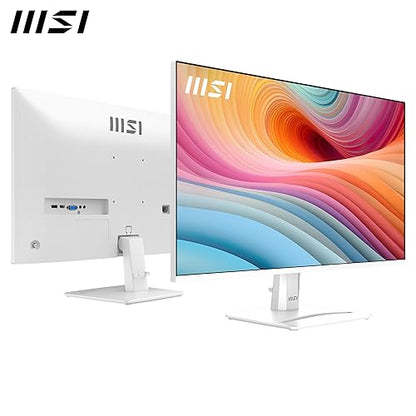 MSI PRO MP275W E2 27-inch IPS 1920 x 1080 (FHD) Gaming Office Monitor, 120Hz, Free-Sync, HDMI, DisplayPort, VGA Port, VESA Mountable, Tilt, Speaker, 4-Side Slim Bezel 1ms, White
