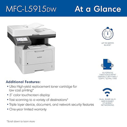 Brother MFC-L5915DW Business Monochrome Laser All-in-One Printer with Low-Cost Printing & Wireless Networking New Model: MFCL5915DW