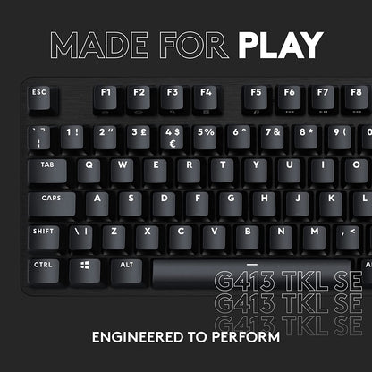 Logitech G413 TKL SE Mechanical Gaming Keyboard - Compact Backlit Keyboard with Tactile Mechanical Switches, Anti-Ghosting, Compatible with Windows, macOS - Black Aluminum G413 TKL SE Keyboard Only