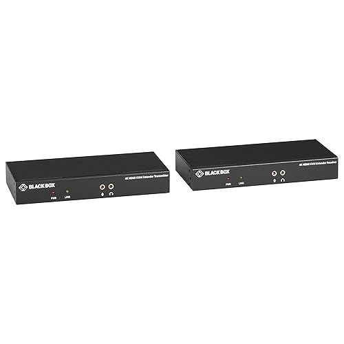 Black Box KVXLCH-100 Video Extender Transmitter/Receiver - 1 Input Device - 1 Output Device - 328 ft Range - 2 x Network (RJ-45) - 5 x USB - 1 x HDMI In - 2 x HDMI Out - 4K UHD - 3840 x 2160 - Twisted Pair - Category 6 - Desktop - TAA Compliant