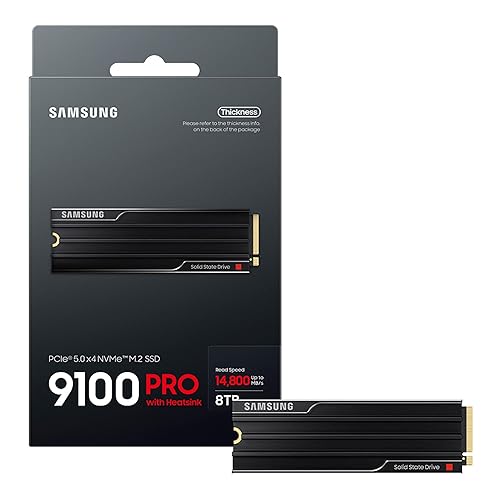 Samsung 9100 PRO with Heatsink - 4TB PCIe 5.0 x4, NVMe 2.0, M.2 Internal SSD, Up to 14,800MB/s, Fast Speed, Thermal Contorl, MZ-VAP4T0CW [Canada Version] 9100 PRO HS 8TB