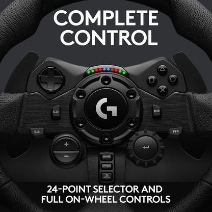 Logitech G923 Racing Wheel and Pedals for PS 5, PS4 and PC featuring TRUEFORCE up to 1000 Hz Force Feedback, Responsive Pedal, Dual Clutch Launch Control, and Genuine Leather Wheel Cover PlayStation|PC Wheel Only