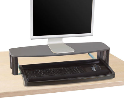 Kensington 60717 Over/Under Keyboard Drawer with SmartFit System, 14-1/2w x 23d, Black