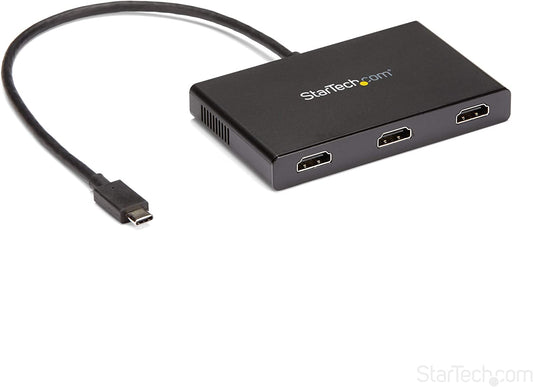StarTech.com 3-Port Multi Monitor Adapter - USB-C to 3x HDMI Video Splitter - USB Type-C to HDMI MST Hub - Dual 4K 30Hz or Triple 1080p - Thunderbolt 3 Compatible - Windows Only (MSTCDP123HD) 3x HDMI Single