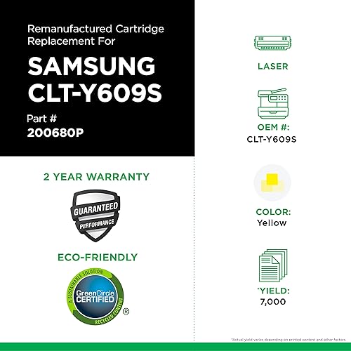 Clover Remanufactured Toner Cartridge Replacement for Samsung CLT-Y609S | Yellow Yellow 7,000