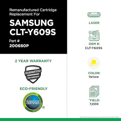 Clover Remanufactured Toner Cartridge Replacement for Samsung CLT-Y609S | Yellow Yellow 7,000