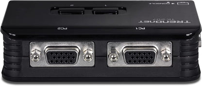 TRENDnet 2-Port USB KVM Switch and Cable Kit, 2048 x 1536 Resolution, Device Monitoring, Auto-Scan, Audible Feedback, USB 1.1, Compliant with Windows and Linux, Hot-Pluggable, White, TK-207K 2 Port USB w/ Cables