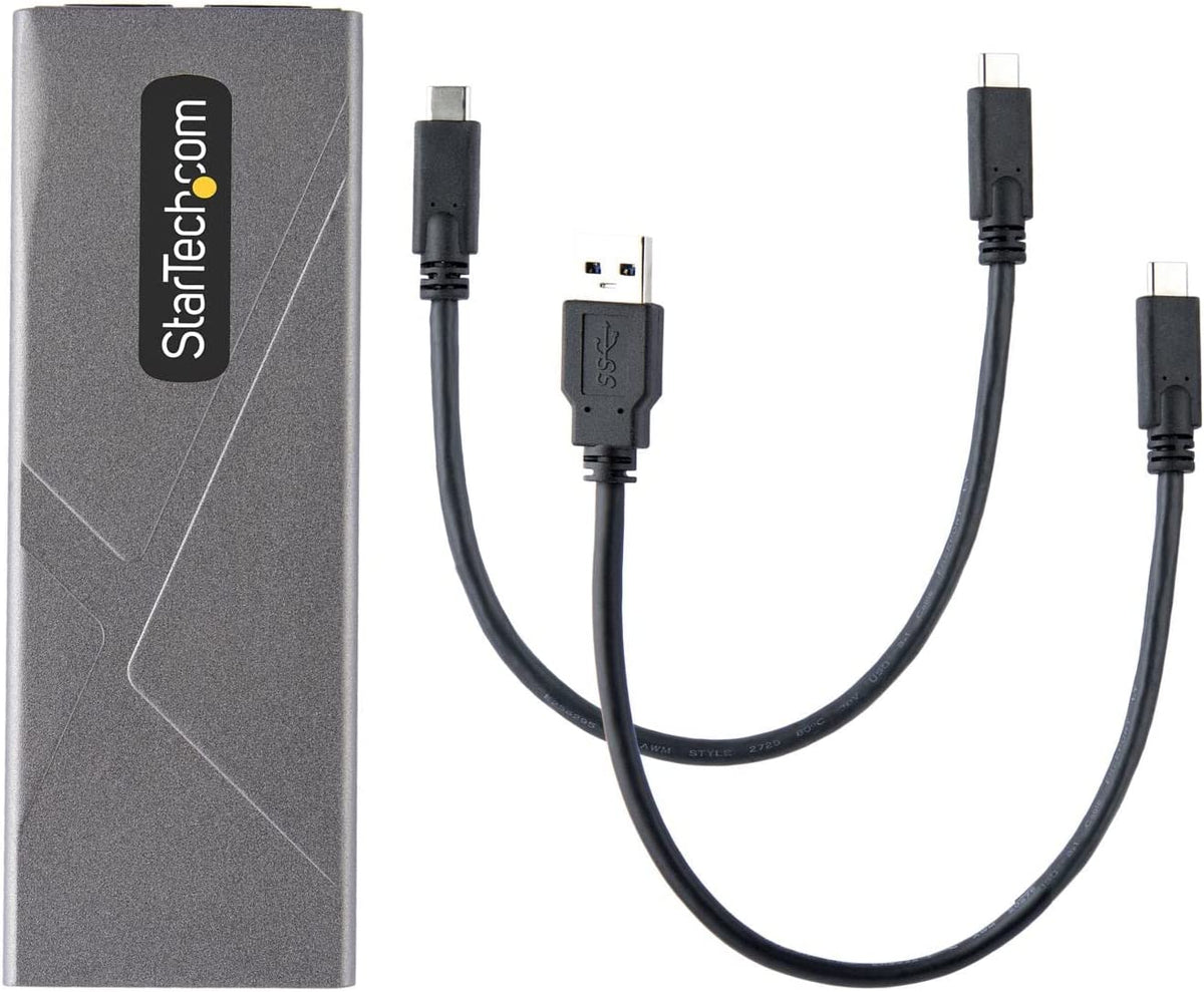 StarTech.com USB-C 10Gbps to M.2 NVMe or M.2 SATA SSD Enclosure - Tool-free External M.2 PCIe/SATA NGFF SSD Aluminum Case - USB Type-C&amp;A Host Cables - Supports 2230/2242/2260/2280 (M2-USB-C-NVME-SATA)