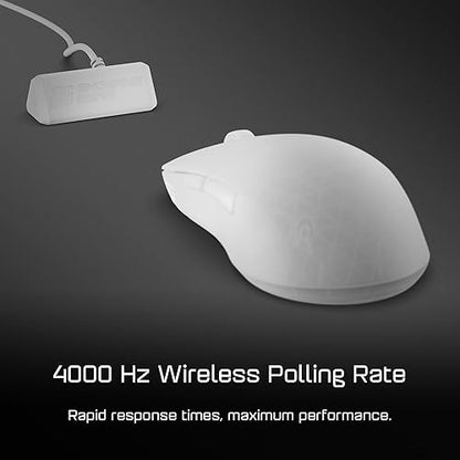 End Game Gear XM2w 4k Wireless Gaming Mouse - Lightweight 62g, Right-Handed, 2.4 GHz/USB-C, PixArt PAW3395 Optical Sensor, 26K DPI, 4K Dongle Included, White Frost EGG-XM2W-4K-WHT