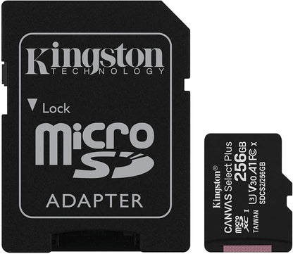 Kingston 256GB microSDXC Canvas Select Plus 100MB/s Read A1 Class 10 UHS-I Memory Card + Adapter (SDCS2/256GB) microSD Card 256GB Fast (Up to 100 MB/s) Single