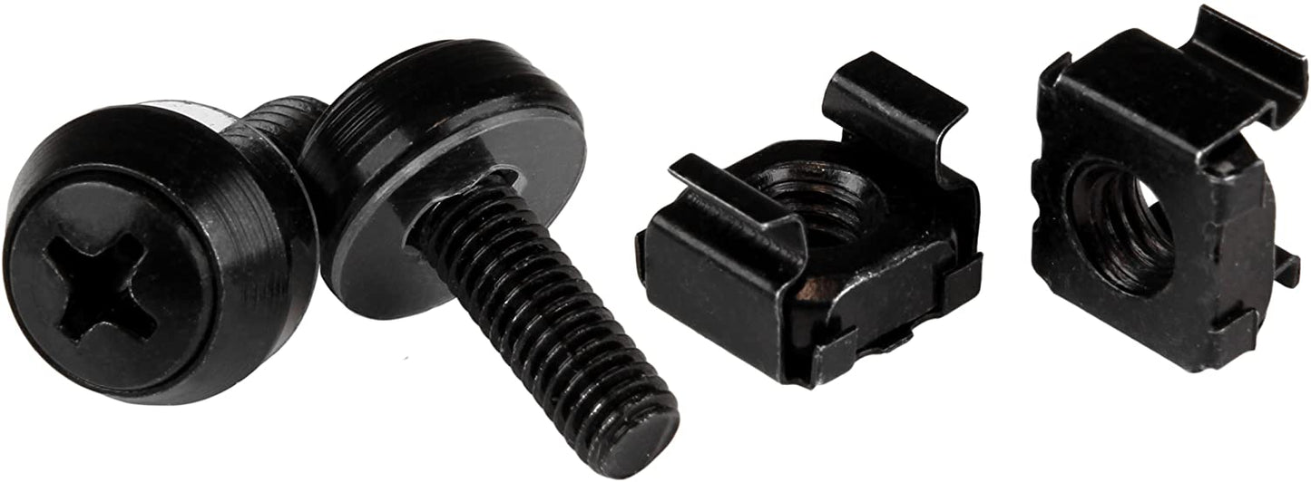 StarTech.com M5 x 12mm Screws and Cage Nuts - 100 Pack - M5 Mounting Screws and Cage Nuts for Server Rack and Cabinet - Black (CABSCREWM52B) 100x M5 Black Cage Nuts and Mounting Screws