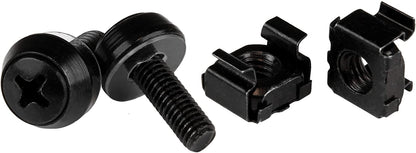 StarTech.com M5 x 12mm Screws and Cage Nuts - 100 Pack - M5 Mounting Screws and Cage Nuts for Server Rack and Cabinet - Black (CABSCREWM52B) 100x M5 Black Cage Nuts and Mounting Screws