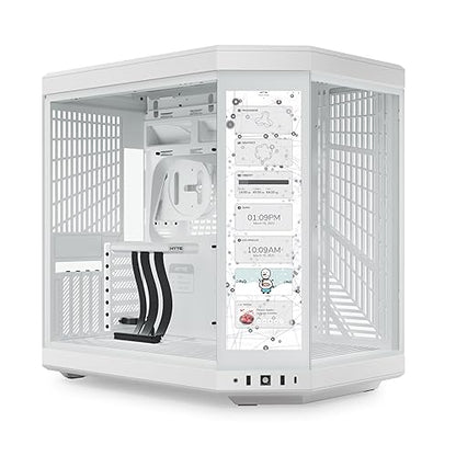 HYTE Y70 Touch Dual Chamber ATX Mid Tower Modern Aesthetic Case with Integrated 4K LCD Touchscreen - Snow White