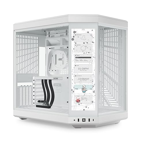 HYTE Y70 Touch Dual Chamber ATX Mid Tower Modern Aesthetic Case with Integrated 4K LCD Touchscreen - Snow White