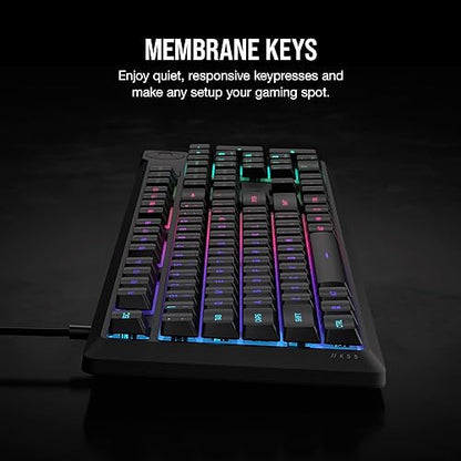 CORSAIR K55 CORE RGB Membrane Wired Gaming Keyboard – Quiet, Responsive Switches – Spill Resistance – Ten-Zone RGB – Media Keys – iCUE Compatible – QWERTY NA – PC, Mac – Black