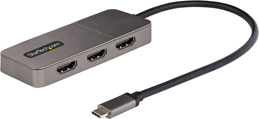 StarTech.com 3-Port USB-C to HDMI MST Hub - USB Type-C Multi Monitor Adapter for Laptop - Triple HDMI up to 4K 60Hz with DP 1.4 Alt Mode &amp; DSC - HDR - 1ft Long Cable - Windows Only (MST14CD123HD)