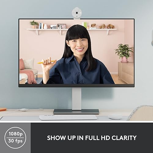 Logitech Brio 300 Full HD Webcam with Privacy Shutter, Noise Reduction Microphone, USB-C, Certified for Zoom, Microsoft Teams, Google Meet, Auto Light Correction - Off White Off-White Webcam