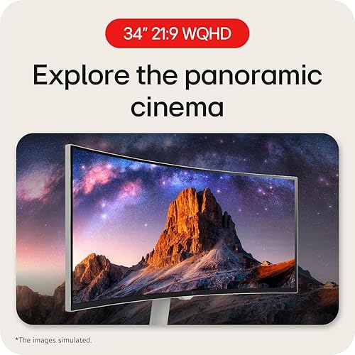 LG MyView Smart Monitor (34SR60QC - 34-Inch 21:9 Curved UltraWide QHD (3440x1440) Display, webOS Smart Monitor, LG ThinQ App, 2 x 7W Stereo Speakers, AirPlay 2 + Screen Share + Bluetooth