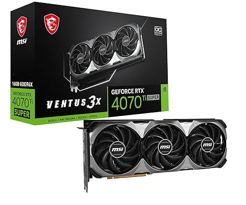 MSI Gaming RTX 4070 TI Super 16G Ventus 3X OC Graphics Card (NVIDIA RTX 4070 Ti Super, 256-Bit, Boost Clock: 2655 MHz, 16GB GDRR6X 21 Gbps, HDMI/DP, Ada Lovelace Architecture)