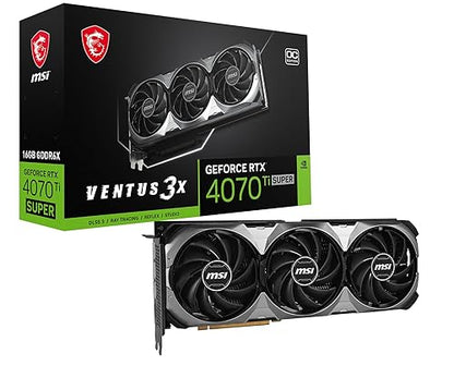 MSI Gaming RTX 4070 TI Super 16G Ventus 3X OC Graphics Card (NVIDIA RTX 4070 Ti Super, 256-Bit, Boost Clock: 2655 MHz, 16GB GDRR6X 21 Gbps, HDMI/DP, Ada Lovelace Architecture)