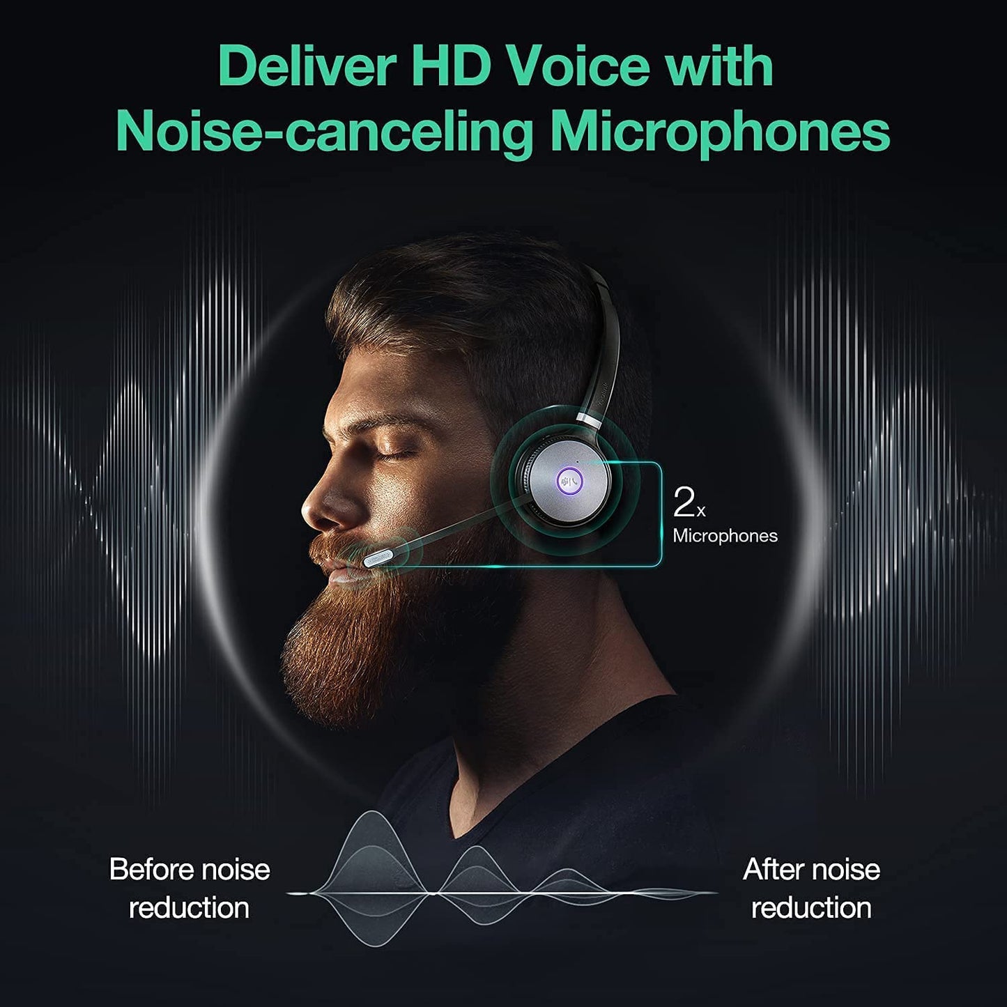 Yealink WH62 Mono Teams Wireless Noise Canceling Headset - Connects and Works with USB Enabled Desk Phones, Computers and Softphones. Headset Includes a 500ft Wireless Range + Intelligent Mute