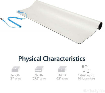 StarTech.com Anti-Static Mat - 25” x 27.5” Electrical Grounding Desk Pad - For Home or Work - Beige (M3013) 24" x 27.5"