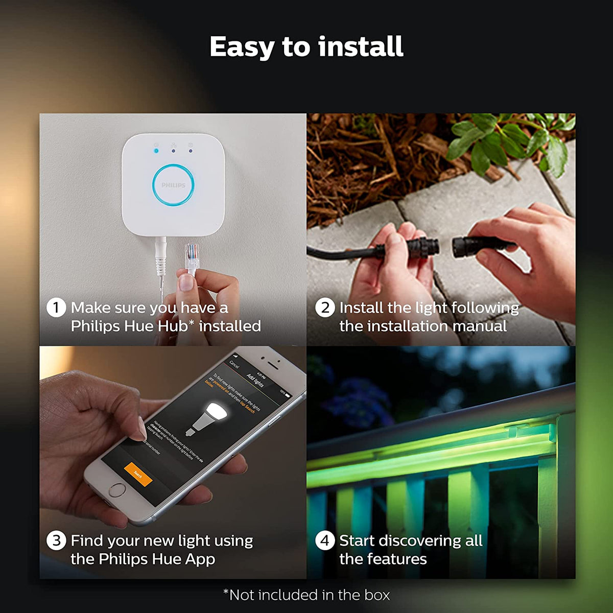 Philips Hue Smart Outdoor Lightstrip, 2m/7ft, (Voice Compatible with Amazon Alexa, Apple Homekit, and Google Home, Hue Hub Sold Separately), White