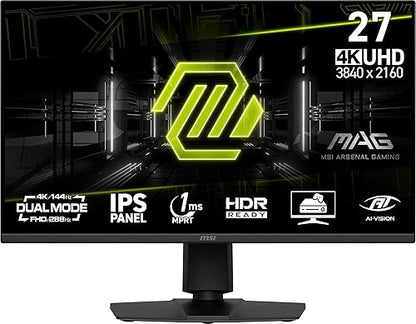MSI MAG 275UPD E14 27-inch 3840 x 2160 (UHD) Gaming Monitor, 288Hz, Adaptive-Synch, HDMI, DisplayPort, VESA Mountable, Tilt, Height Adjustable, Speaker, 1ms, Black