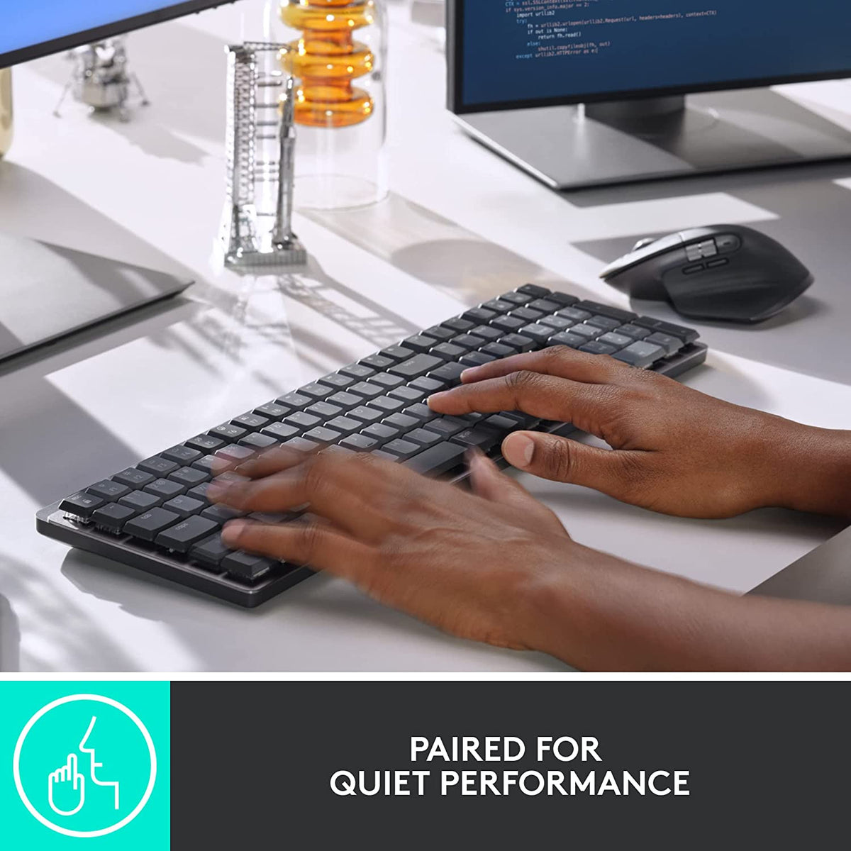 Logitech MX Mechanical Full-Size Illuminated Wireless Keyboard, Clicky, and MX Master 3S Performance Wireless Bluetooth Mouse Bundle, macOS, Windows, Linux, iOS, Android Full Size Keyboard + Mouse Clicky (satisfying click)