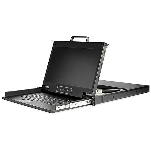 StarTech.com Rackmount KVM Console HD 1080p - Single Port VGA KVM with 17 LCD Monitor for Server Rack - Fully Featured 1U LCD KVM Drawer w/Cables & Hardware - USB Support - 50,000 MTBF (RKCONS17HD) Console