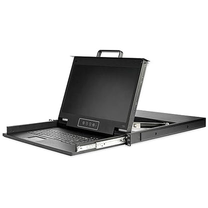 StarTech.com Rackmount KVM Console HD 1080p - Single Port VGA KVM with 17 LCD Monitor for Server Rack - Fully Featured 1U LCD KVM Drawer w/Cables & Hardware - USB Support - 50,000 MTBF (RKCONS17HD) Console