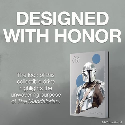 Seagate The Mandalorian Drive Special Edition FireCuda External Hard Drive 2TB Officially-Licensed - 2.5 Inch USB 3.2 Gen 1 Blue LED RGB Lighting With Rescue Services (STKL2000405)