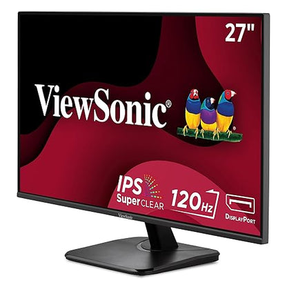 ViewSonic VA2756A-MHD 27 Inch IPS 1080p Monitor with 120Hz, Eye Care, HDMI, DisplayPort, and VGA Inputs for Home and Office Single 27-Inch FHD