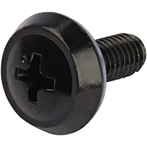 StarTech.com 50 Pack 10-32 Server Rack Cage Nuts and Screws w/Washers - Rack Mount Hardware Kit - Network/IT Equipment Cabinet Clip/Captive Nuts &amp; Bolts for Square Holes - Black - TAA (CABSCREW1032)