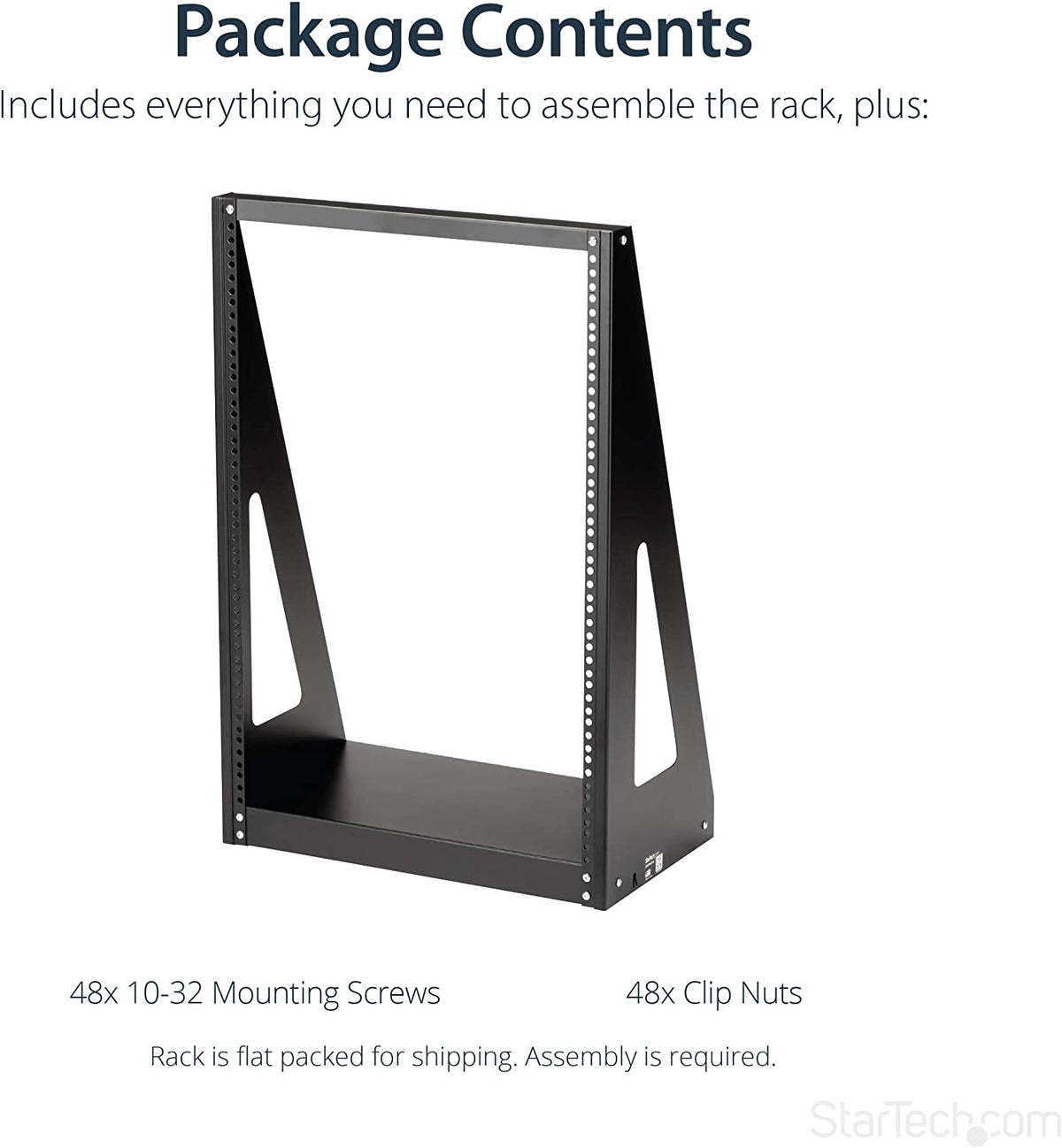 StarTech.com 16U Open Frame Network Rack - 19" 2 Post Free Standing Desktop Rack for Computer, AV, Media, IT Equipment for Server Room (2POSTRACK16) Black 16U 16u Rack