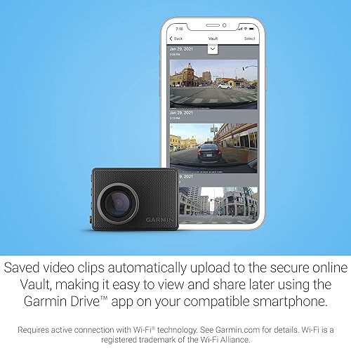 Garmin Dash Cam 47, 1080p and 140-degree FOV, Monitor Your Vehicle While Away w/New Connected Features, Voice Control, Compact and Discreet, Includes Memory Card Dash Cam 47 Dash Cam