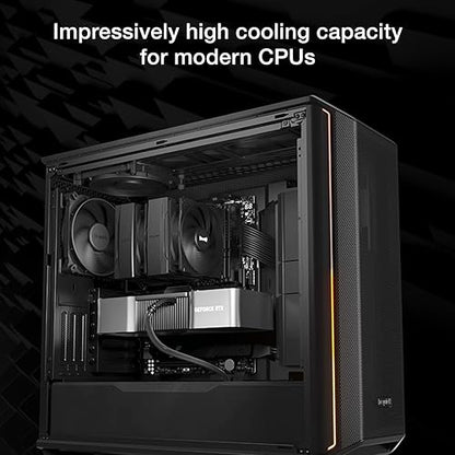 BK042: be quiet! Pure Rock Pro 3 Black CPU Air Cooler | 6 High Performance 6mm Heat Pipes with HDT Technology | 120mm Quiet PWM Fan | AMD:AM4 AM5/Intel LGA 1700/1150/1151/1200 | Black | BK042