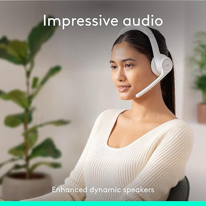 Logitech Zone 300 Wireless Bluetooth Headset with Noise-Canceling Microphone, Compatible with Windows, Mac, Chrome, Linux, iOS, iPadOS, Android – Off-White White 1 Pack Wireless