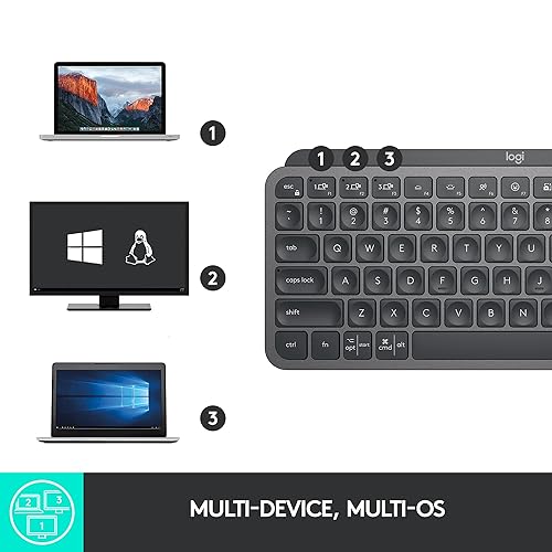 Logitech MX Keys Mini Wireless Illuminated Keyboard for Business, Compact, Logi Bolt Technology, Backlit, Rechargeable, Globally Certified, Windows/Mac/Chrome/Linux - Graphite