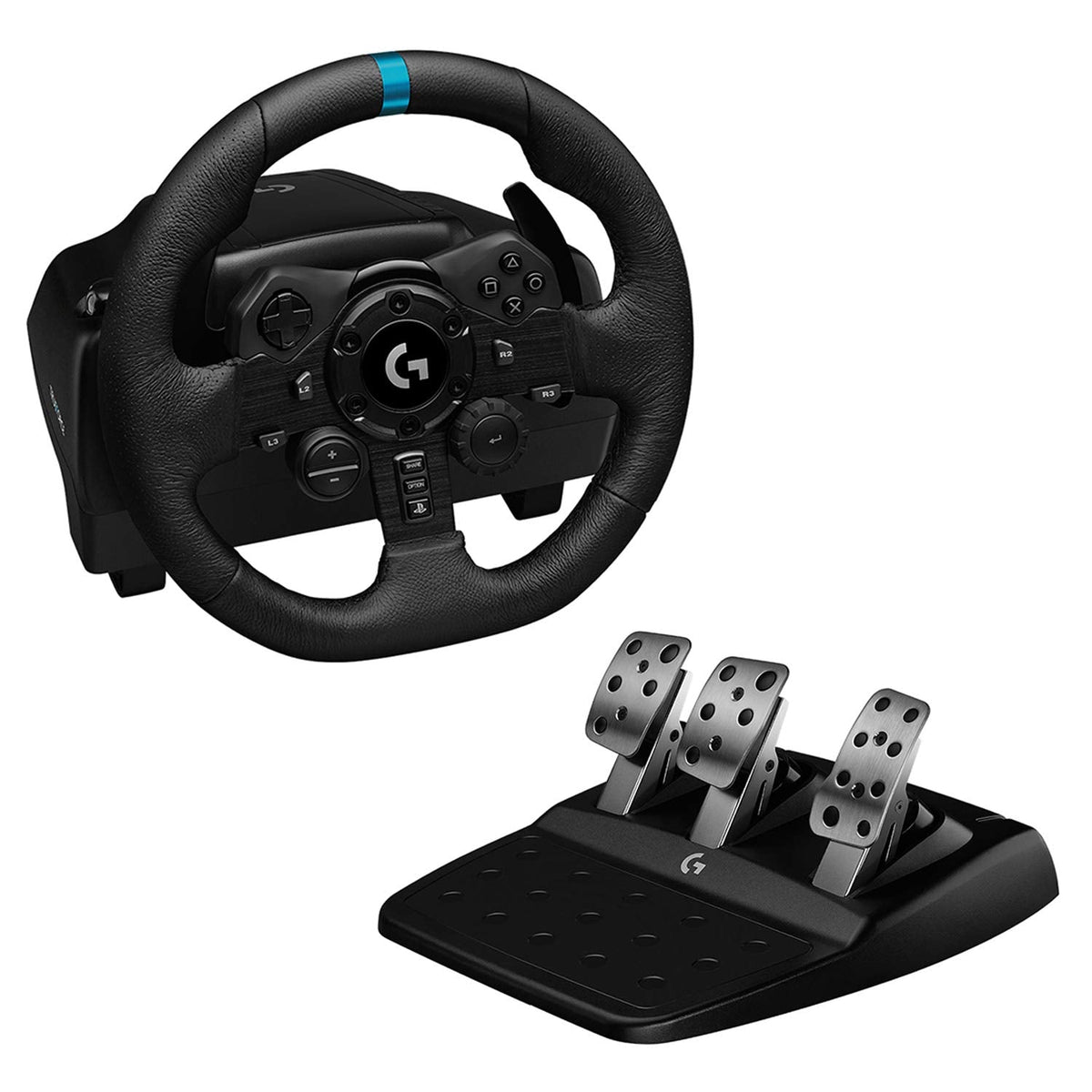 Logitech G923 Racing Wheel and Pedals for PS 5, PS4 and PC featuring TRUEFORCE up to 1000 Hz Force Feedback, Responsive Pedal, Dual Clutch Launch Control, and Genuine Leather Wheel Cover PlayStation|PC Wheel Only